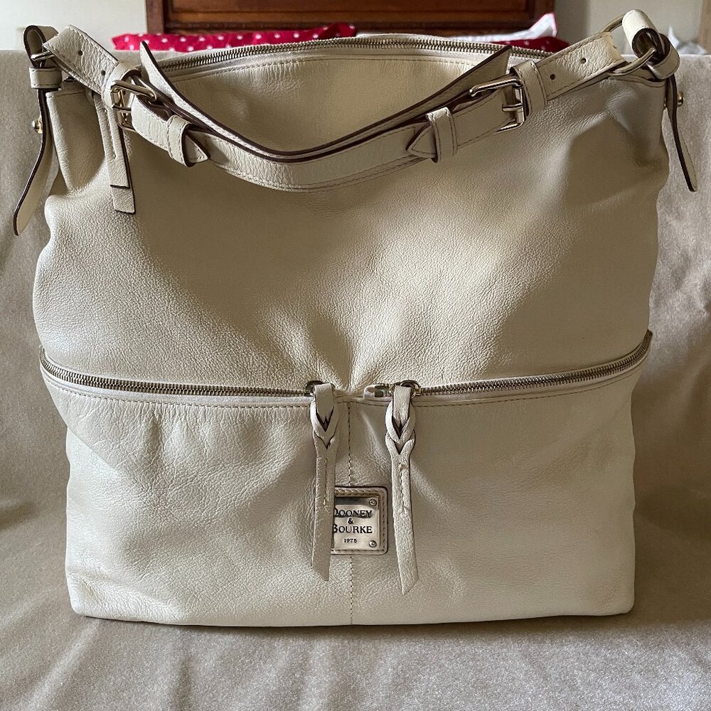 Authentic Dooney & Bourke Dillen Double Pocket Shoulder Bag Cream/Off White